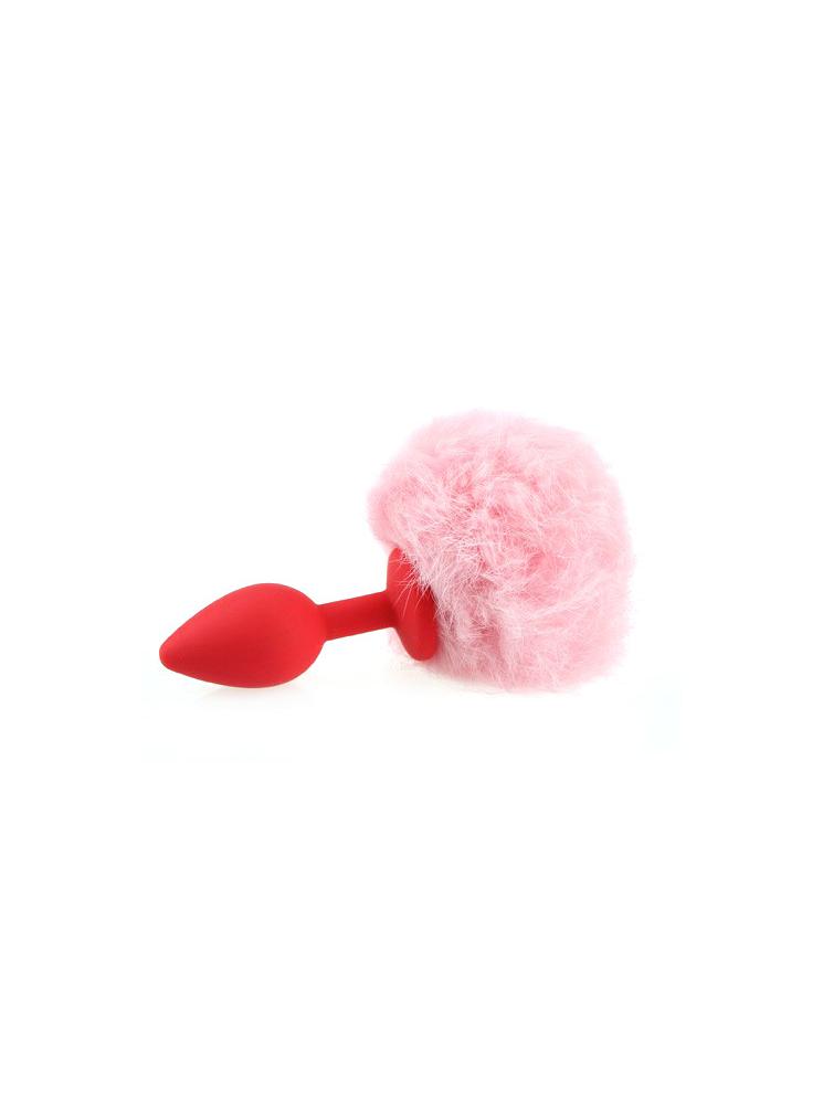 פלאג אנאלי סיליקוני יפייפה עם זנב פרוותי "Ponfun" ורוד